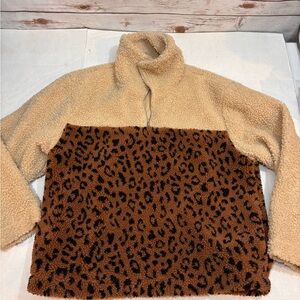Lush Beige Sherpa Jacket Animal Print